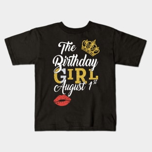 Queen The Birthday Girl July 1st Shirt Funny Birthday Gifts Kids T-Shirt